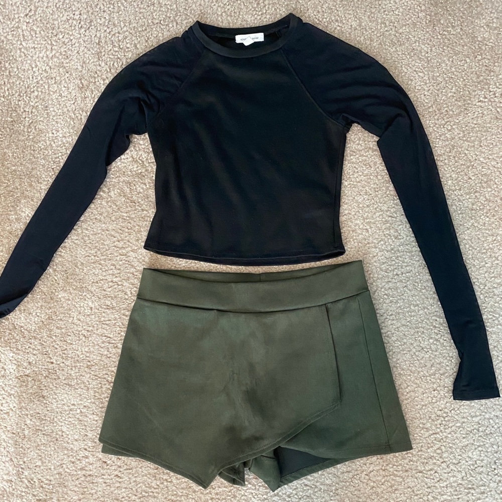 Suede Army Green Skort